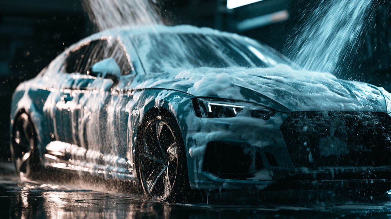Car wash with water
